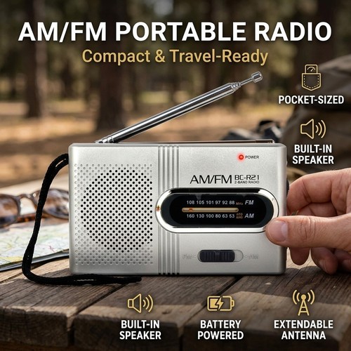 Travel radio battery - fm,