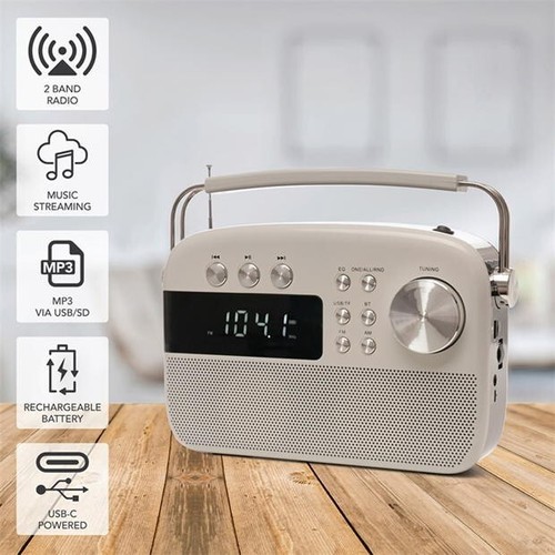 Portable radio mains and - radio,