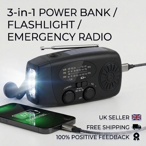 Black emergency wind solar - black, up